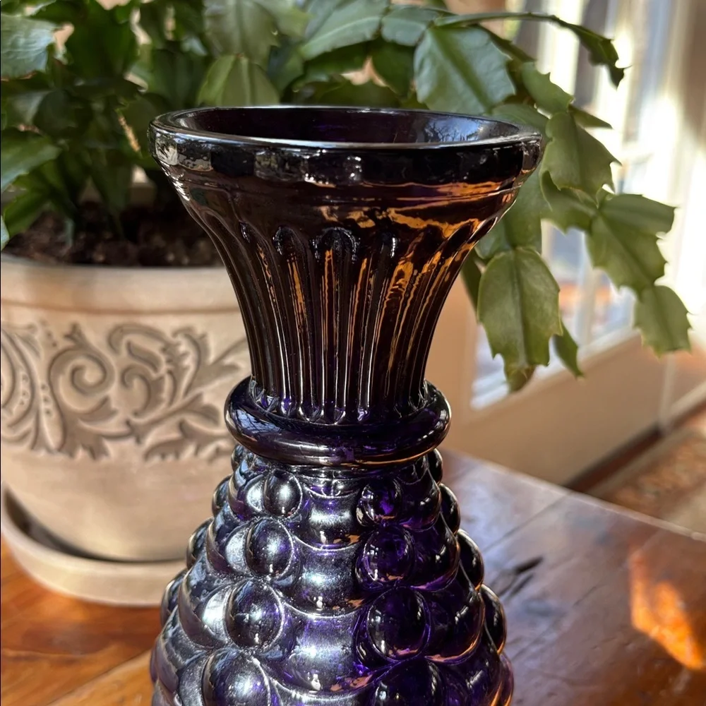 Vintage Weston Black Amethyst Glass Vase